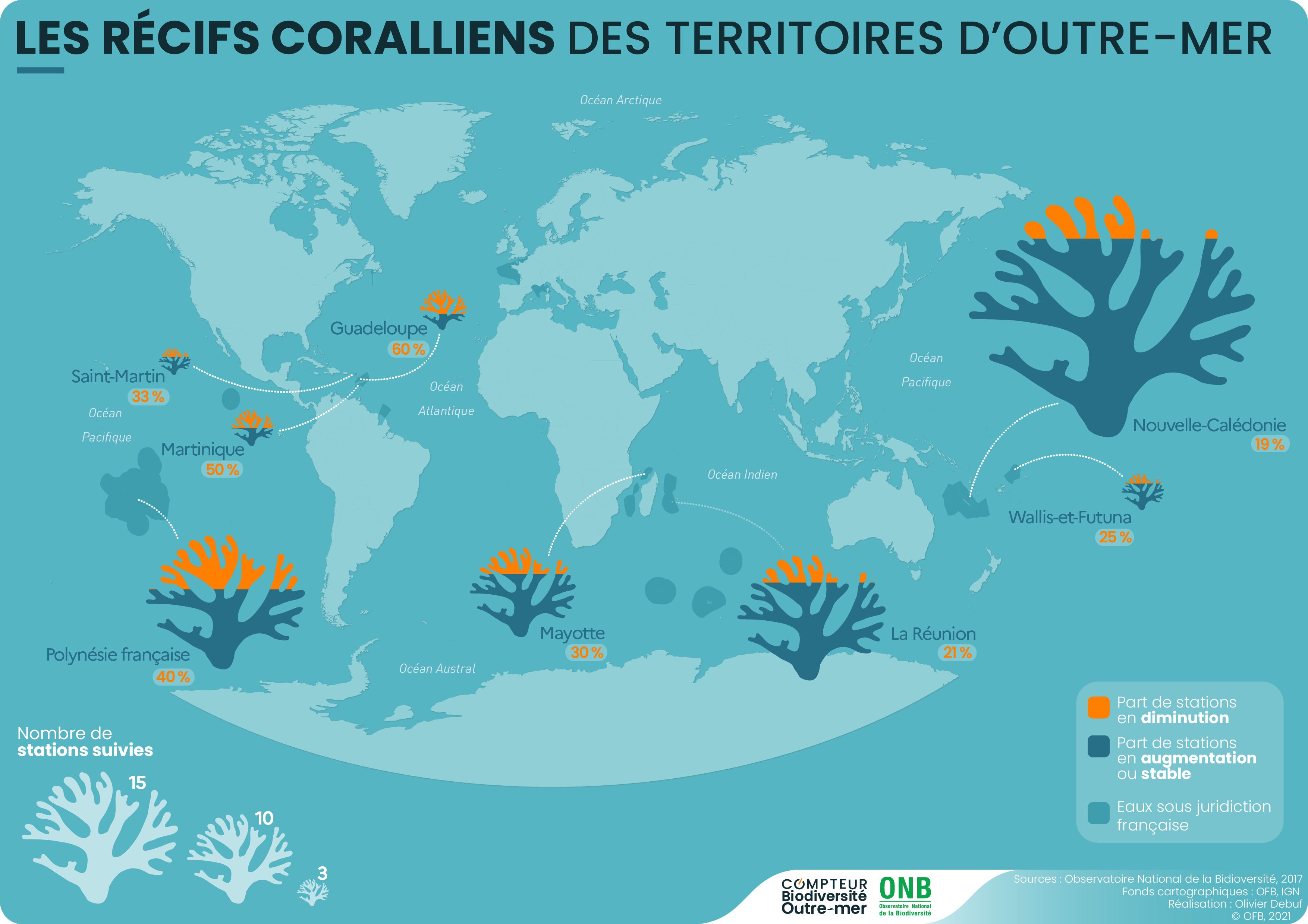 Carte récifs coralliens outre-mer