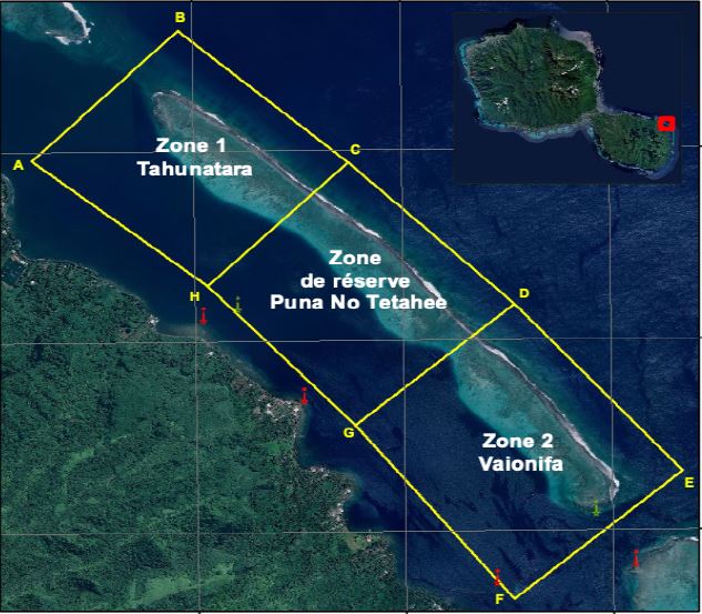 Cartographie du *rahui* de Tautira © Rahui Center